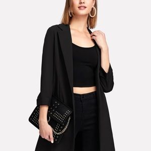 SHEIN Split side longline blazer